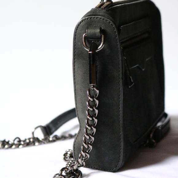 Rebecca Minkoff Black Suede Leather Avery Crossbody Chain Link Strap - Picture 5 of 10